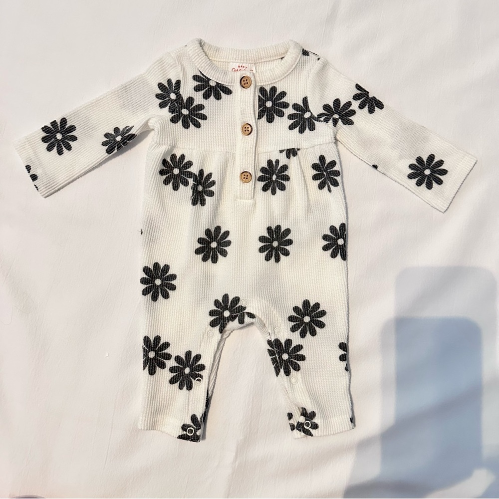 Baby Girl Floral Waffle Romper
